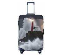 Housse de bagage imprimée phare dans la tempête, protection de valise tendance, lavable, résistante aux rayures, Noir , M