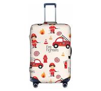 Housse de bagage lavable anti-rayures pour petits garçons et filles en pompiers - Convient aux bagages de 45,7 à 81,3 cm, blanc, M