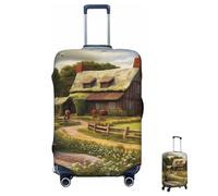 Housse de Bagage Lavable et élastique, Motif chaumière, Tendance, Anti-Rayures, décorative, Compatible avec Les valises de 45,7 à 81,3 cm (Petite Taille).