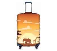 Housse de bagage lavable motif éléphant et girafe au coucher du soleil - Pour valise de 45,7 à 81,3 cm, blanc, S