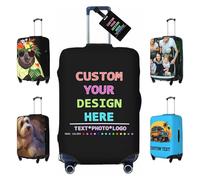 ＨＡＯＡＮＧＺＨＥ Housse de Bagage personnalisée, Housse de Valise Personnalisée avec Texte Photo, Housse de Valise Double Face Design différent, Voyage élastique et Lavable, 18-32 Pouces