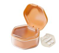 Housse de bain pour prothèse, boîte de prothèse étanche Tasse de prothèse portable avec couvercle | Housse de nettoyage de prothèse, récipient étanche pour prothèse de bureau , , Orange 1,