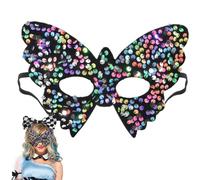 Housse de bal masqué - Demi papillon brillant pour carnaval, bal masqué, réveillon de Noël, croisière, festival, cosplay, carnaval, tenues brillantes
