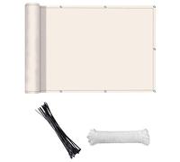 Housse de balcon en polyéthylène haute densité avec 24 attaches de câble 90 x 300 cm pour porche, terrasse, beige, 3 x 0,9 m