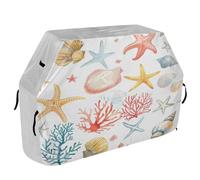 Housse de barbecue 165 cm résistante au vent pour barbecue en plein air Style corail étoiles de mer coquillages animaux doux vert bleu blanc