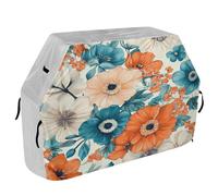 Housse de barbecue 165 cm robuste avec cordon de serrage réglable pour barbecue en plein air, housse de barbecue à fleurs bohémiennes, turquoise, corail