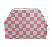 Housse de barbecue à charbon de bois imperméable et résistante avec cordon de serrage réglable pour protéger de la poussière et du vent - Motif damier bleu-rose - 165,1 cm