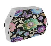 Housse de barbecue à dessus plat de 165,1 cm - Résistante aux UV - Pour extérieur - Motif floral et papillon - Couleur bohème