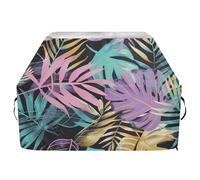 Housse de barbecue à gaz imperméable et résistante avec cordon de serrage réglable pour protéger de la poussière et du vent - Couleur pastel - Feuilles tropicales - 165 cm