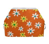 Housse de barbecue à gaz orange art tournesol de 165,1 cm, imperméable et résistante avec cordon de serrage réglable pour protéger de la poussière et du vent