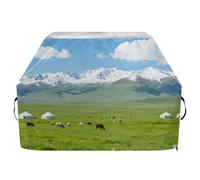 Housse de barbecue Blue Sky Snow Mountain Green Prairie de 165,1 cm, imperméable, robuste, résistante à la décoloration et aux UV, avec cordon de serrage réglable pour protéger de la poussière et du
