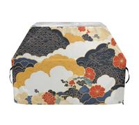 Housse de barbecue de style japonais avec motif fleurs et nuages, 165 cm, imperméable, résistante à la décoloration et aux UV, avec cordon de serrage réglable pour protéger de la poussière et du vent