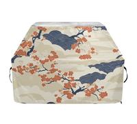 Housse de barbecue de style japonais imperméable et résistante avec cordon de serrage réglable pour protéger de la poussière et du vent - Motif nuages et fleurs rouges - 165 cm