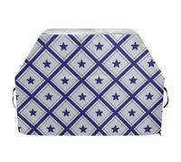 Housse de barbecue d'extérieur à carreaux et étoiles bleu marine de 165,1 cm, imperméable et résistante au charbon de bois avec cordon de serrage réglable pour protéger de la poussière et du vent