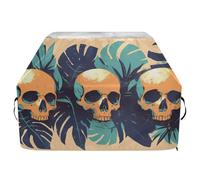 Housse de barbecue d'extérieur avec motif crânes humains, vert de Monstera Deliciosa, 165,1 cm, imperméable et robuste, avec cordon de serrage réglable pour protéger de la poussière et du vent