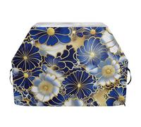 Housse de barbecue d'extérieur de style japonais avec cordon de serrage réglable pour protéger de la poussière et du vent - Motif fleurs bleues - 165 cm