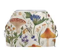 Housse de barbecue en matériau indéchirable et résistant à la décoloration avec cordon de serrage réglable pour protéger de la poussière et du vent - Motif champignons sauvages - 165 cm