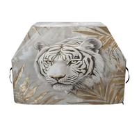 Housse de barbecue imperméable de qualité supérieure - Résistante à la décoloration - Convient aux barbecues d'une largeur allant jusqu'à 63,5 cm - Tigre blanc et feuilles dorées 3D
