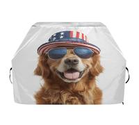 Housse de barbecue imperméable de qualité supérieure - Résistante à la décoloration - Convient aux barbecues d'une largeur allant jusqu'à 63,5 cm - Golden Retriever avec lunettes de soleil et chapeau