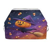 Housse de barbecue imperméable de qualité supérieure - Résistante à la décoloration - Convient aux barbecues d'une largeur allant jusqu'à 63,5 cm - Citrouille souriante portant un chapeau de sorcière