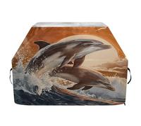 Housse de barbecue imperméable de qualité supérieure - Résistante à la décoloration - Convient aux barbecues d'une largeur allant jusqu'à 63,5 cm - Motif vague de mer et dauphin