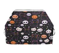 Housse de barbecue imperméable de qualité supérieure - Résistante à la décoloration - Pour barbecue d'une largeur allant jusqu'à 63,5 cm - Bordure violette - Motif squelette de chat