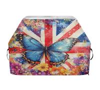 Housse de barbecue imperméable de qualité supérieure - Résistante à la décoloration - Pour barbecue d'une largeur allant jusqu'à 63,5 cm - Motif papillon et fleurs - Drapeau pailleté