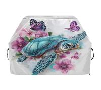 Housse de barbecue imperméable de qualité supérieure - Résistante à la décoloration - Pour barbecue d'une largeur allant jusqu'à 63,5 cm - Motif tortue de mer et fleurs violettes