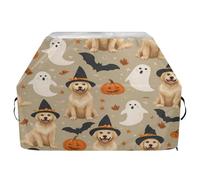 Housse de barbecue imperméable de qualité supérieure - Résistante à la décoloration - Pour barbecue d'une largeur allant jusqu'à 63,5 cm - Motif citrouille, chauve-souris et golden retriever