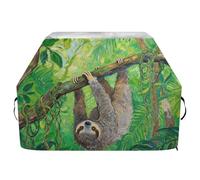 Housse de barbecue imperméable et résistante aux déchirures et à la décoloration avec cordon de serrage réglable pour protéger de la poussière et du vent - Motif paresseux vert jungle - 165 cm