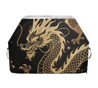 Housse de barbecue motif dragon noir et doré, 165 cm, imperméable, robuste, résistante à la décoloration et aux UV, avec cordon de serrage réglable pour protéger de la poussière et du vent
