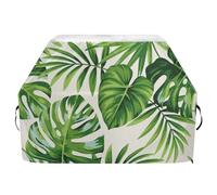 Housse de barbecue Oxford pour barbecue Weber, Brinkmann, Char Broil imperméable, coupe-vent, indéchirable, motif feuilles de palmier vertes (165 x 63,5 x 114 cm)