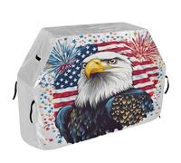 Housse de barbecue pour extérieur - Anti-UV - Résistante aux intempéries - Étanche - Pour la plupart des barbecues - Pygargue à tête blanche - Feu d'artifice - Drapeau américain