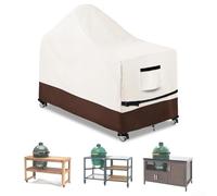 Housse de barbecue pour grande table à œufs verts, imperméable et résistante - 152 x 91 x 132 cm - Housse de barbecue avec cordon de serrage pour l'extérieur - Pour chariot Kamado - Noir (F)