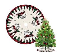 Housse de Base pour Sapin de Noël - Housse En Peluche Pour Sapin De Noël Avec Impression Recto-Verso,Décoration Rustique Style Ferme pour Intérieur Extérieur Business Hôtel Restaurant