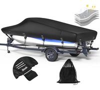 Housse de Bateau 5 Plis 1200D avec Sac de Rangement, Sangles élargies pour remorquage et amarrage, Convient aux Bateaux de pêche de 6,7 à 7,3 m, Coque en V, Triple Coque Runabout de Style Pro