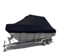 Housse De Bateau Lourde, Tissu Oxford De Qualité Marine 210d Imperméable Et Résistant Aux UV, Protège Les Côtés Et L’arrière du Bateau des Rayons UV, Black, 25~27FT