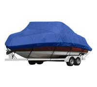 Housse de Bateau remorquable 600D Robuste, imperméable, Compatible avec Coque en V, Triple Coque, runabout, Basse (Modèle D : Convient aux poutres de 5,2 à 5,8 m de Long x 243,8 cm de Large - Bleu)