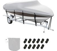 Housse de bateau SucceBuy - 4880-5640 mm imperméable, adapté à la remorque, 600D PU Oxford de qualité marine, y compris housse de moteur et sangles à boucle, adapté aux coques en V, aux tricoques