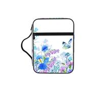 Housse de bible avec imprimé libellule et fleurs pour femmes et filles, avec poignée pour Bible de taille standard