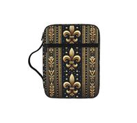 Housse de bible avec poignée en tissu Oxford résistant à l'eau et poches à fermeture éclair pour église Motif fleur d'or