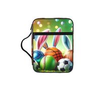 Housse de bible avec poignée et oreilles de lapin de Pâques en tissu Oxford résistant à l'eau avec poches à fermeture éclair pour église