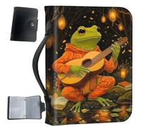 Housse de bible en cuir synthétique avec poignée et poches, étui de bible de grande capacité, résistant à l'eau avec porte-cartes bonus, cadeau chrétien pour homme et femme, grenouille jouant de la