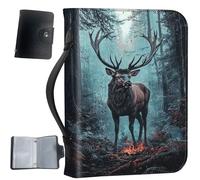 Housse de bible en cuir synthétique avec poignée et poches, sac de rangement de grande capacité, résistant à l'eau avec porte-cartes bonus, cadeau chrétien pour homme et femme, cerf énorme