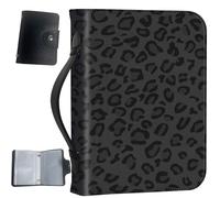 Housse de bible en cuir synthétique avec poignée et poches, sac de rangement de grande capacité, résistant à l'eau avec porte-cartes bonus, cadeau chrétien pour homme et femme, imprimé léopard noir