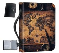 Housse de bible en cuir synthétique avec poignée et poches - Sac de rangement de grande capacité résistant à l'eau avec porte-cartes bonus, cadeau chrétien pour homme et femme, vieille carte