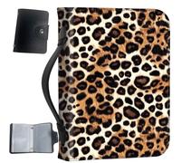 Housse de bible en cuir synthétique avec poignée et poches, sac de rangement de grande capacité, résistant à l'eau avec porte-cartes bonus, cadeau chrétien pour homme et femme, imprimé léopard