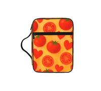 Housse de bible en forme de tranches de tomates de dessin animé avec poignée, tissu Oxford résistant à l'eau, organiseur avec poches à fermeture éclair pour église
