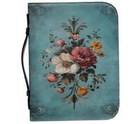 Housse de Bible florale, étui de Bible en PU à imprimé floral vintage à fermeture éclair avec poignée pour femmes et filles, sac M, étuis, étui couverture pour femmes