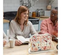 Housse de Bible pour Femmes - Sac Bandoulière Réglable en Chenille à Lettres Tote Protecteur | Sac d'Étude pour Bible à Fleurs avec Poignée,pour Femmes Enseignantes École Université Travail